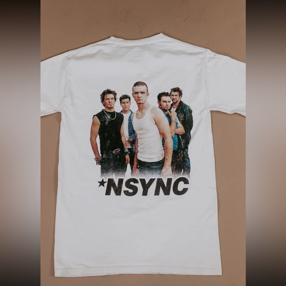 Comfort Wash Your Favorite Boy Band NSYNC Graphic Tee Ivory Size Large - Picture 3 of 11